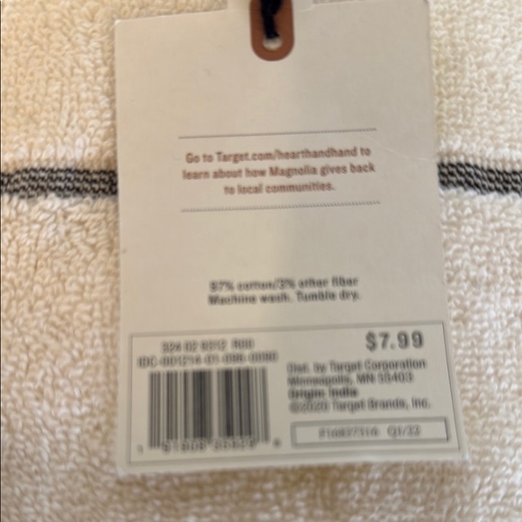 Hearth & Hand White and Gray Hand Towels with Stripes - Picture 2 of 3